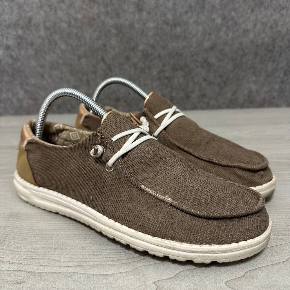 Hey Dude Wendy Corduroy Slip-On Shoes Womens 9 Chestnut Brown Loafers Mocs